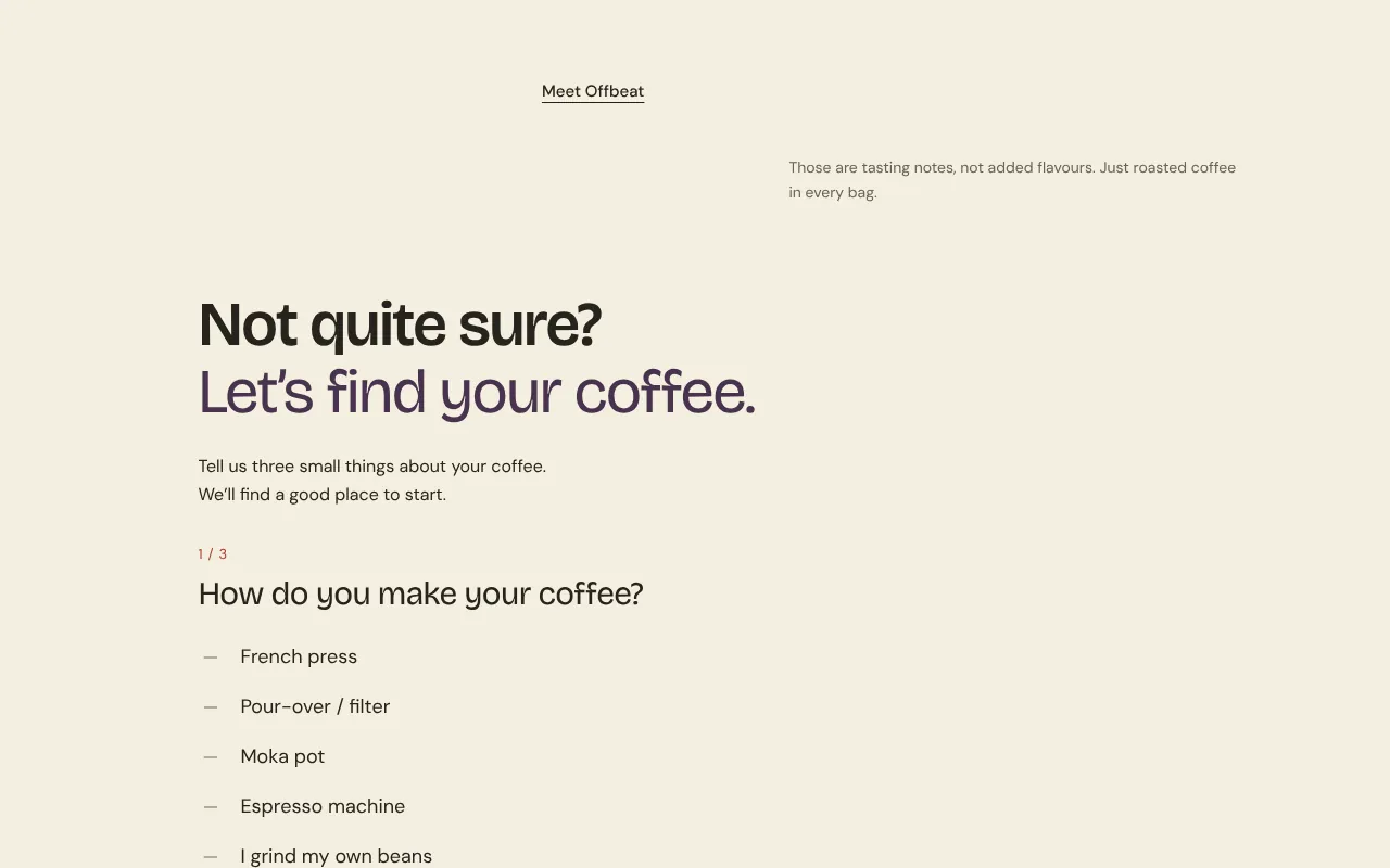 The coffee finder: Not quite sure? Let’s find your coffee, question one of three about how you brew